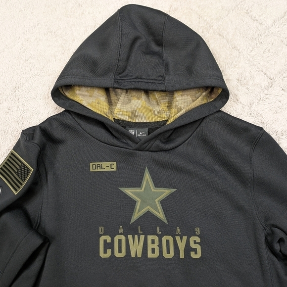 Dallas Cowboys Hoodie Youth L Black Nike Salute to Service NFL Sideline Boys - Picture 2 of 9